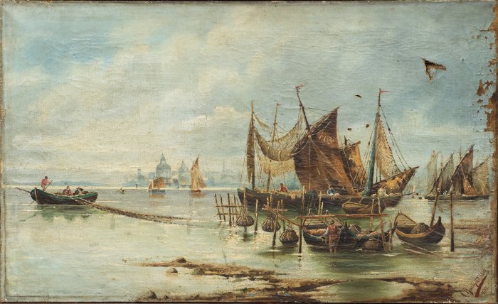 Антикварная картина - Венеция, 1899г